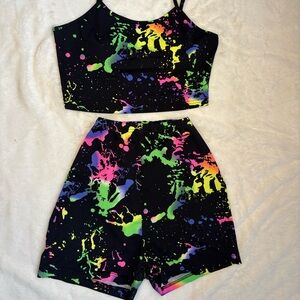 Neon Paint Splatter Two-Piece Set